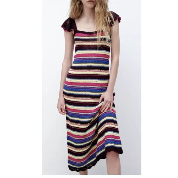 NWT ZARA  LONG CROCHET DRESS special edition dress  S - Picture 5 of 16